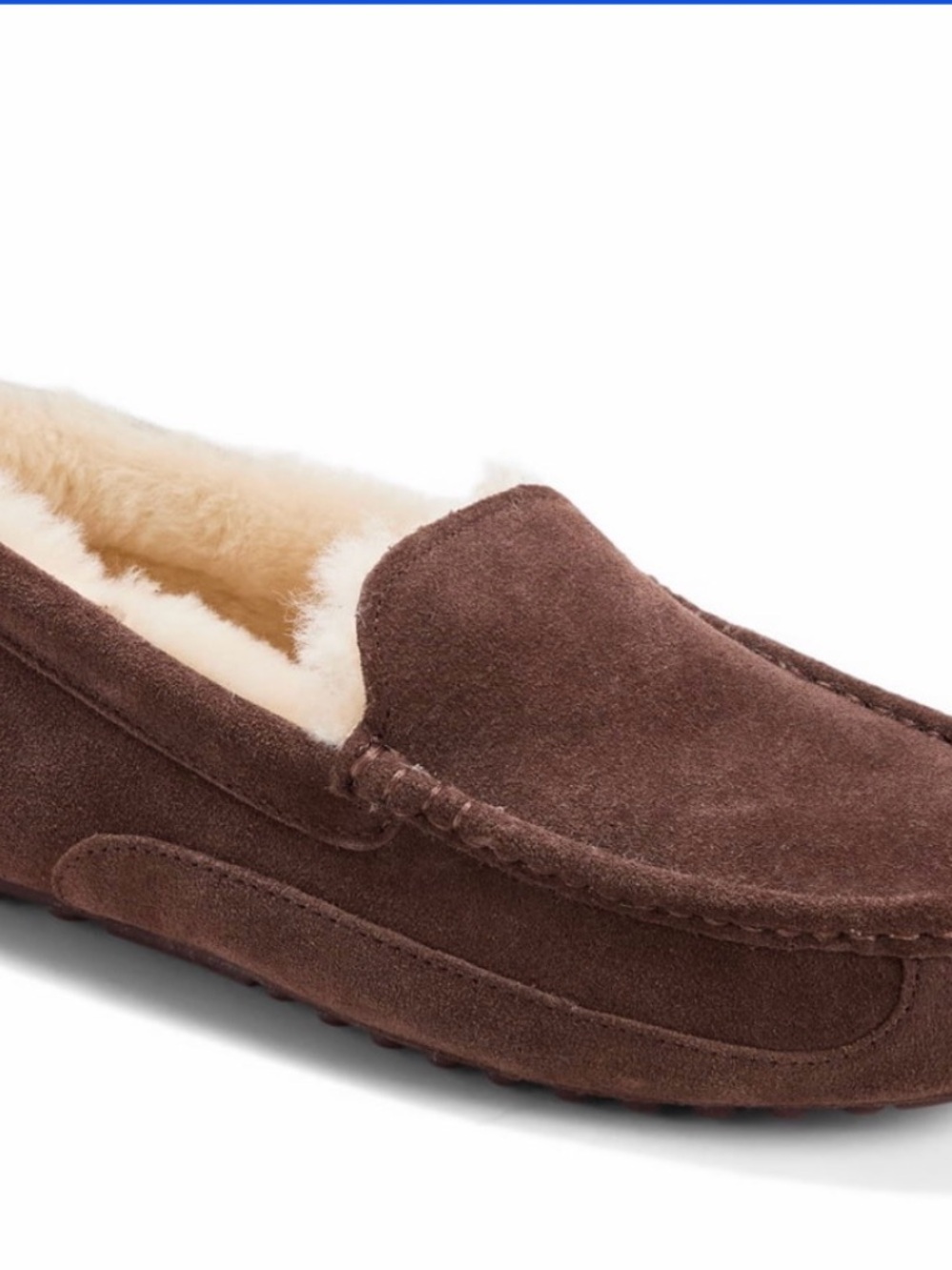 Men's Brown Suede Shearling Lined Moccasin Slippers